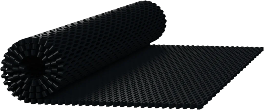 An EMS lattice panel rolled for transport